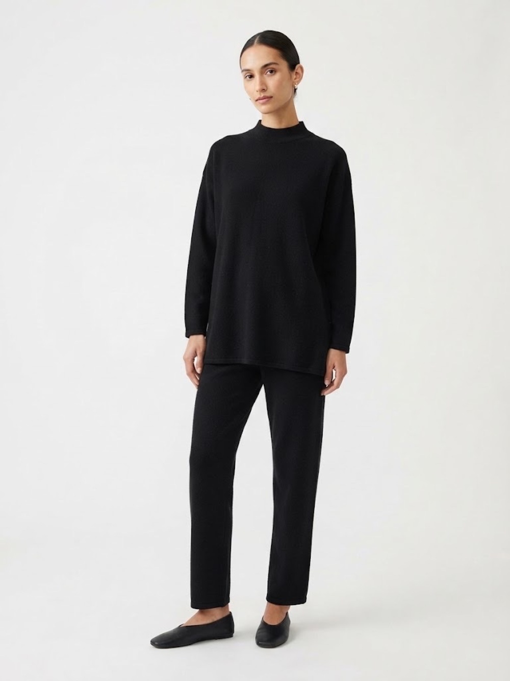 Vintage New York Style Black Mock Neck Sweater & Pants Lounge Set Size L